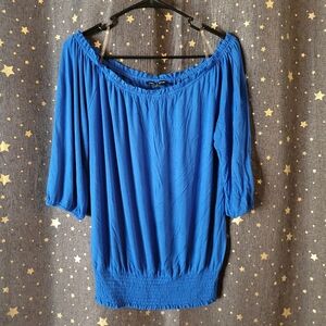 Cable & Gauge | Blue Ruffle Blouse Medium